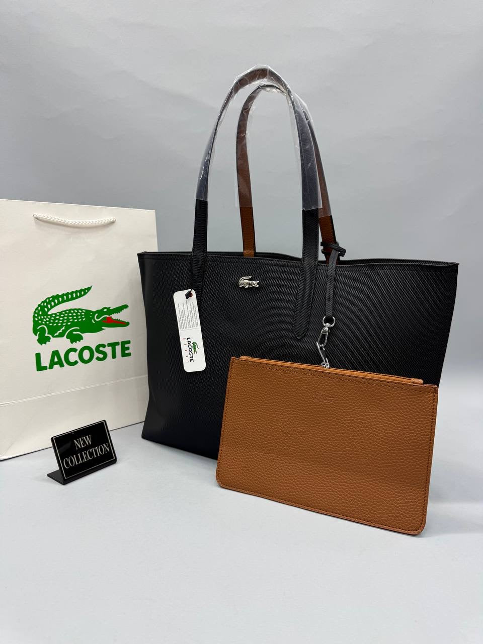 Lacoste Siyah Kahve Çift Taraflı Kadın Omuz Çantası