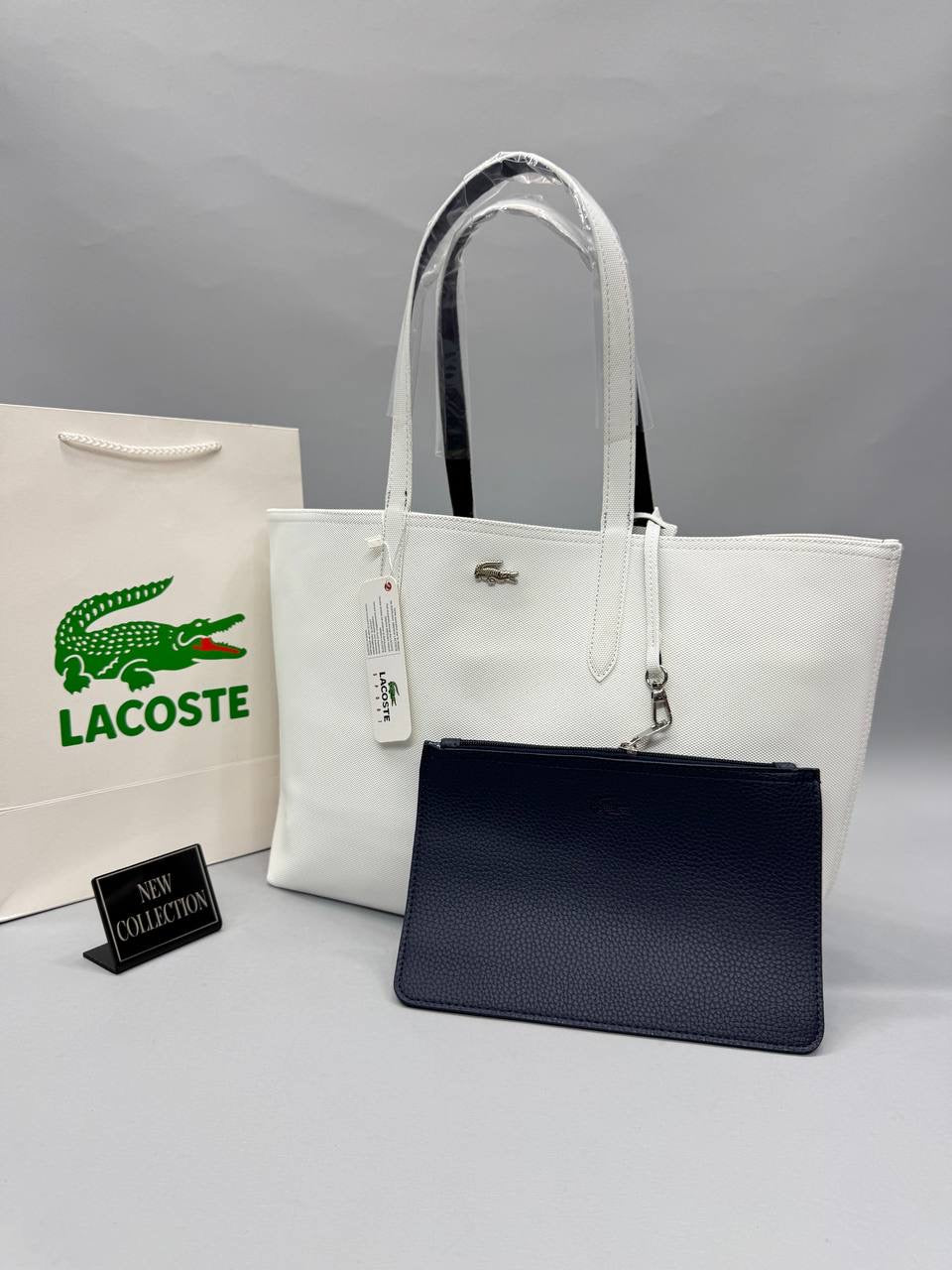 Lacoste Beyaz Lacivert Çift Taraflı Kadın Omuz Çantası