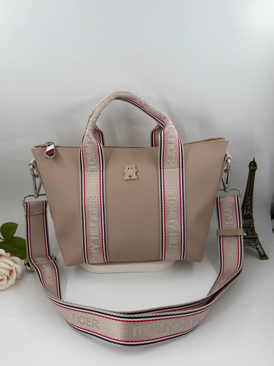 Tommy Hilfiger Logo Tape Bej Omuz Çantası