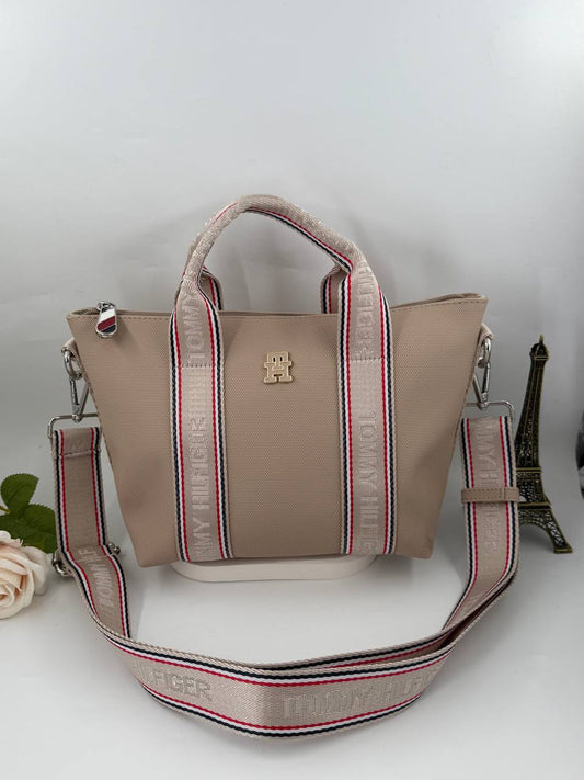 Tommy Hilfiger Logo Tape Bej Omuz Çantası