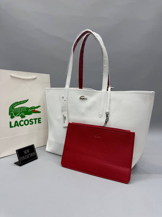 Lacoste Beyaz Kırmızı Çift Taraflı Kadın Omuz Çantası