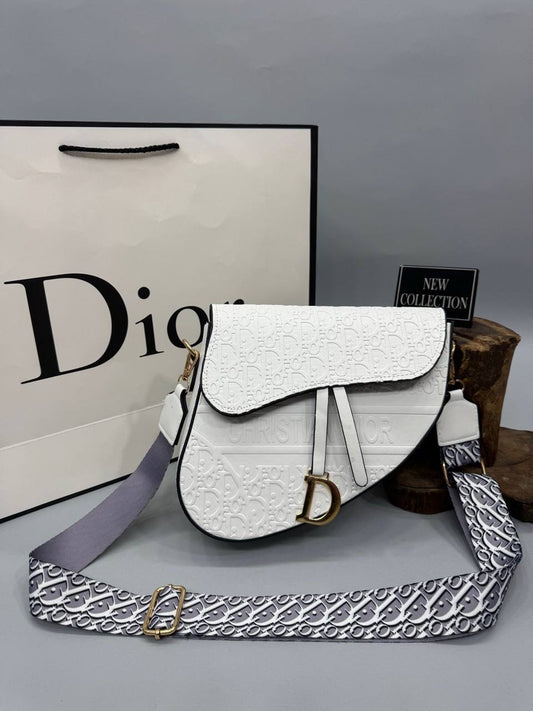 Christian Dior Beyaz Saddle Omuz Çantası