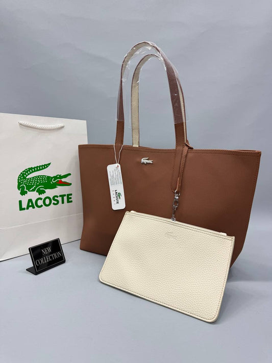 Lacoste Kahve Krem Çift Taraflı Kadın Omuz Çantası