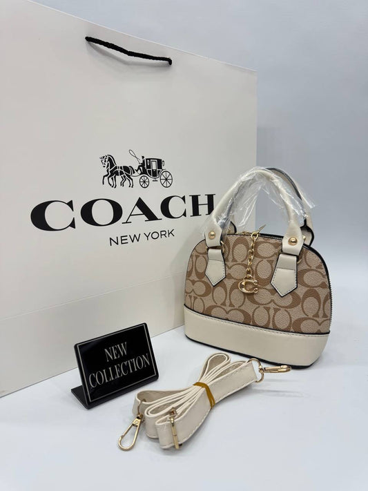 Coach Bej Kahve Monogram Mini Çanta