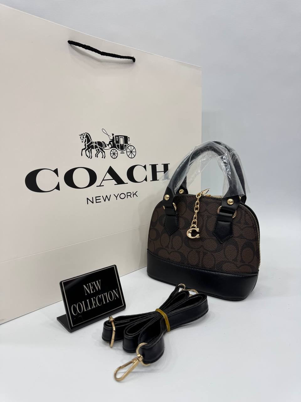 Coach Siyah Kahve Monogram Mini Çanta