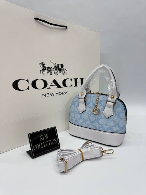 Coach Mavi Beyaz Monogram Mini Çanta