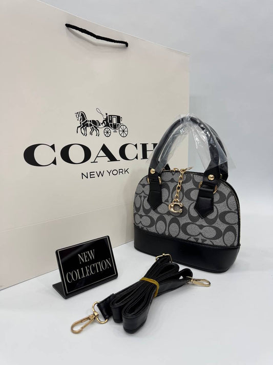 Coach Siyah Gri Monogram Mini Çanta