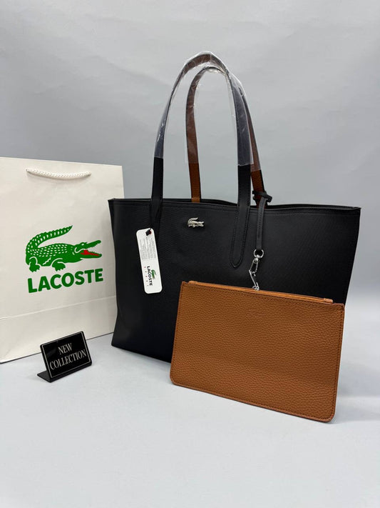 Lacoste Siyah Kahve Çift Taraflı Kadın Omuz Çantası