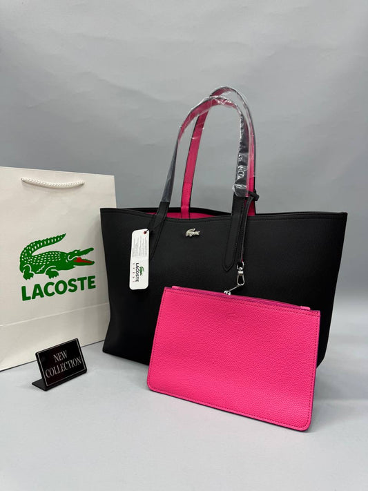 Lacoste Siyah Pembe Çift Taraflı Kadın Omuz Çantası