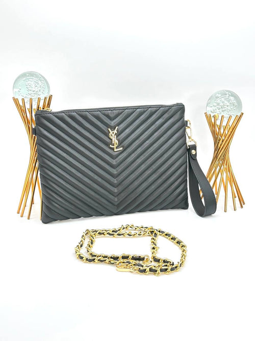 Yves Saint Laurent Siyah gold El Çantası