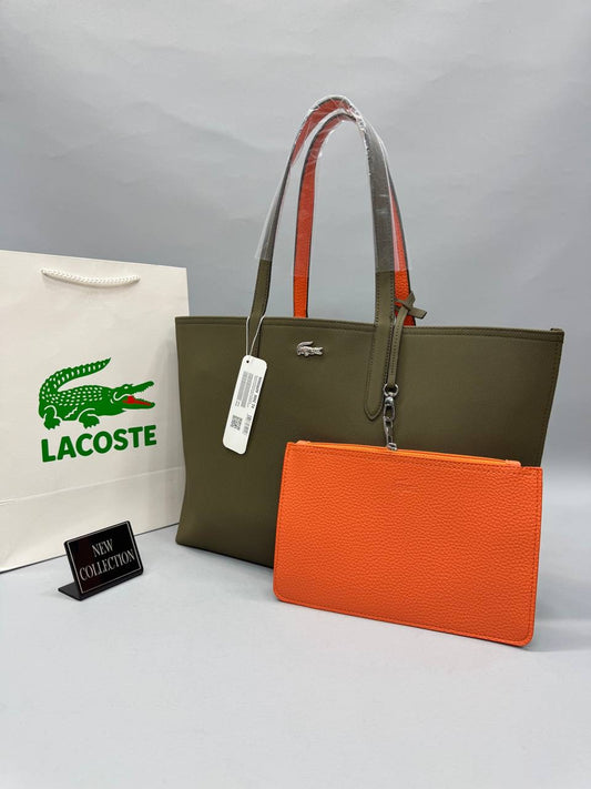 Lacoste Haki Turuncu Çift Taraflı Kadın Omuz Çantası