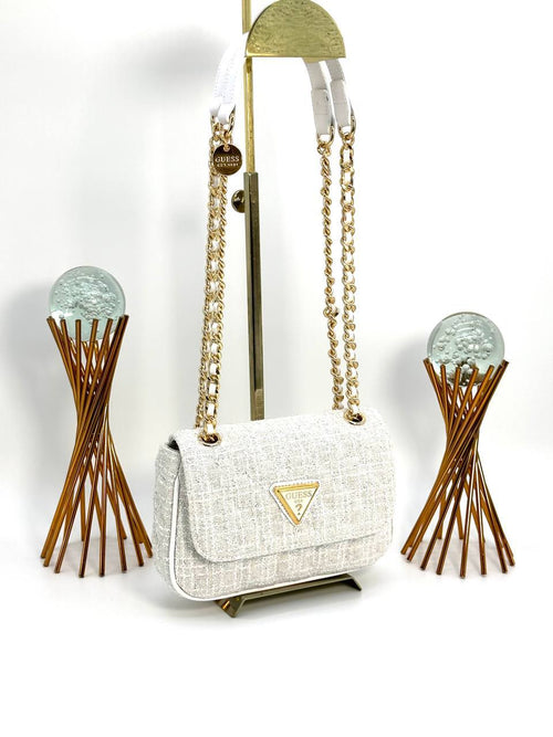 Guess Gri/Beyaz Dokulu Omuz/el Çantası