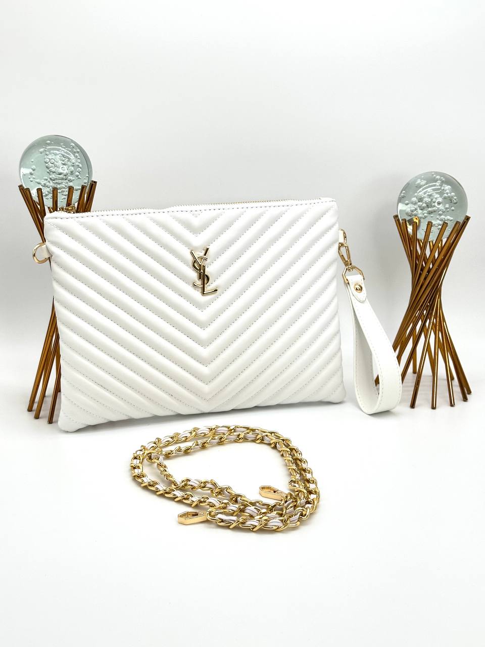 Ysev Saint Laurent Beyaz El Çantası