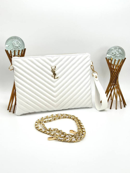 Ysev Saint Laurent Beyaz El Çantası