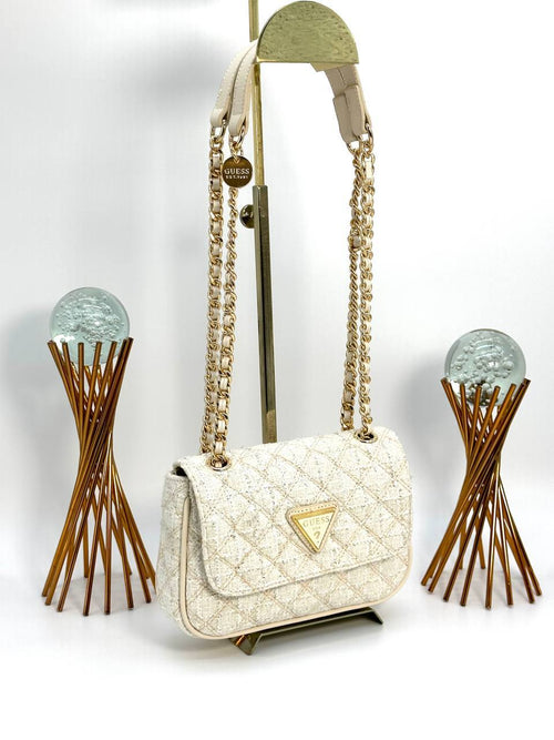 Guess Beyaz Dokulu Omuz/ El çantası