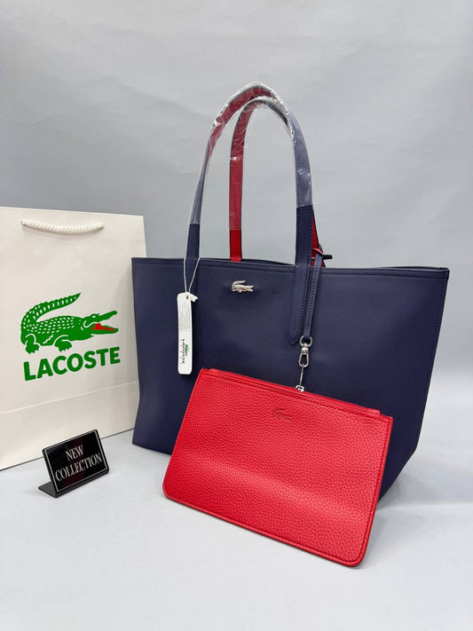 Lacoste Lacivert Kırmızı Çift Taraflı Kadın Omuz Çantası
