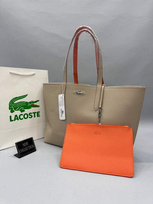 Lacoste Bej Turuncu Çift Taraflı Kadın Omuz Çantası